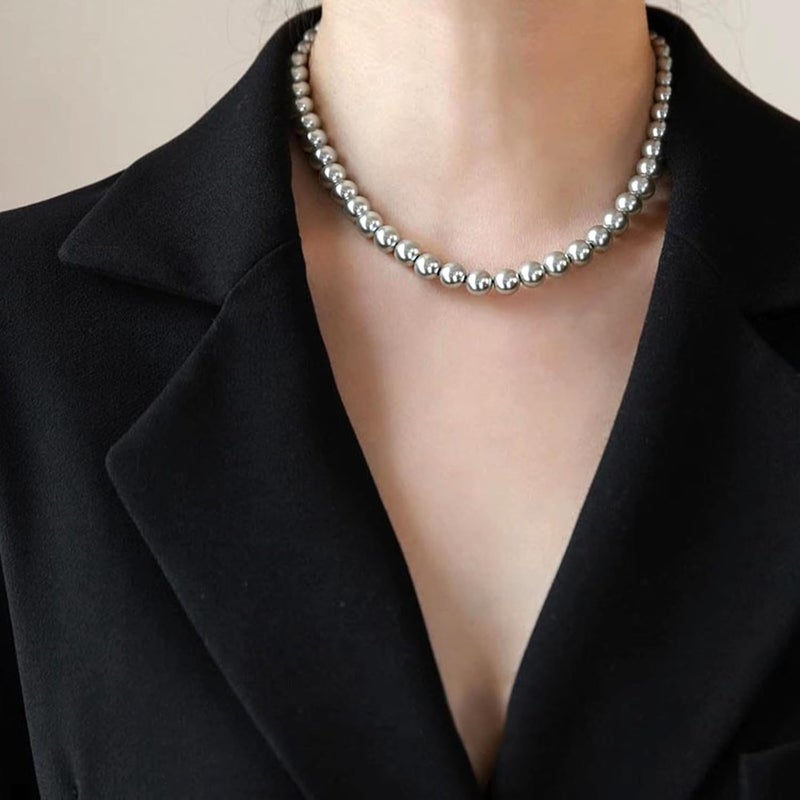 Zeffy Pearl Necklace 4MM/6MM/8MM Dainty Round Imitation Pearl Choker Necklace Wedding Pearl Necklace Delicate Jewelry for Women Simple Bridesmaid Jewelry Gifts - Image 3